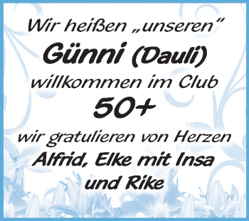 Glückwunschanzeige von Günni  von WESER-KURIER