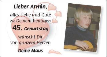 Glückwunschanzeige von Armin  von WESER-KURIER