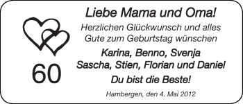 Glückwunschanzeige von Alles Gute  von WESER-KURIER