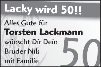 Glückwunschanzeige von Torsten Lackmann von WESER-KURIER