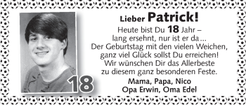 Glückwunschanzeige von Patrick  von WESER-KURIER