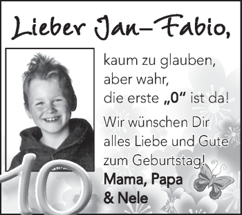 Glückwunschanzeige von Jan-Fabio  von WESER-KURIER
