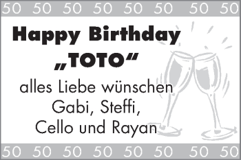 Glückwunschanzeige von Toto  von WESER-KURIER