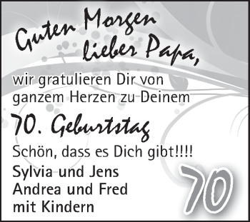 Glückwunschanzeige von 70. Geburtstag  von WESER-KURIER