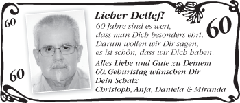 Glückwunschanzeige von Detlef  von WESER-KURIER