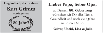 Glückwunschanzeige von Kurt Grimm von WESER-KURIER