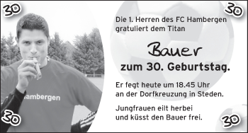 Glückwunschanzeige von Titan Bauer  von WESER-KURIER