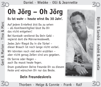 Glückwunschanzeige von Jörg  von WESER-KURIER