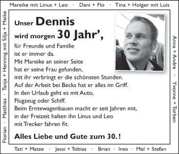Glückwunschanzeige von Dennis  von WESER-KURIER