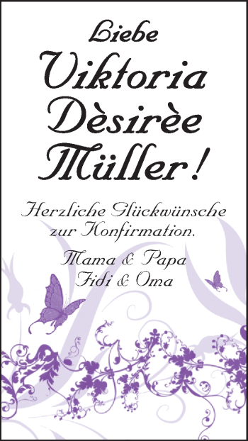 Glückwunschanzeige von Viktoria Dèsirèe Müller von WESER-KURIER