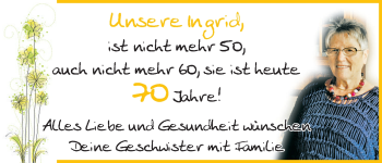 Glückwunschanzeige von Ingrid  von WESER-KURIER