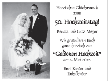 Glückwunschanzeige von Renate und Lutz Meyer von WESER-KURIER