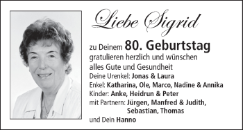 Glückwunschanzeige von Sigrid Wagner von WESER-KURIER