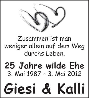 Glückwunschanzeige von Giesi und Kalli  von WESER-KURIER