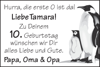Glückwunschanzeige von Tamara  von WESER-KURIER