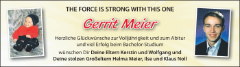 Glückwunschanzeige von Gerrit Meier von WESER-KURIER
