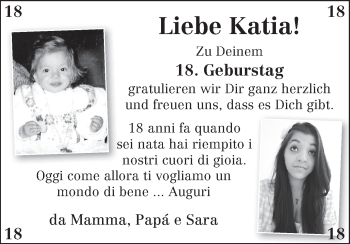 Glückwunschanzeige von Katia  von WESER-KURIER
