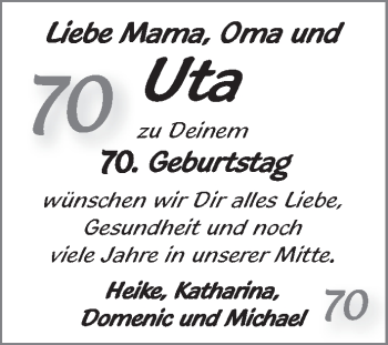 Glückwunschanzeige von Uta Siegmüller von WESER-KURIER