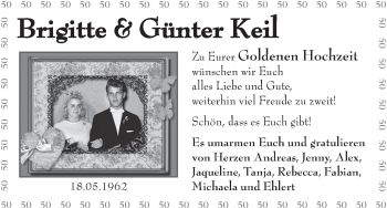 Glückwunschanzeige von Brigitte und Günter Keil von WESER-KURIER