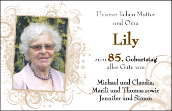 Glückwunschanzeige von Lily Arnold von WESER-KURIER