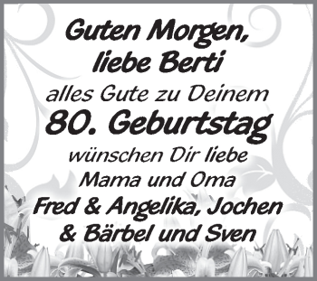 Glückwunschanzeige von Berti Roprecht von WESER-KURIER