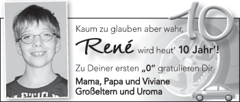 Glückwunschanzeige von René  von WESER-KURIER