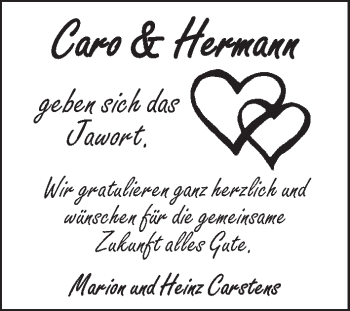 Glückwunschanzeige von Caro und Hermann  von WESER-KURIER