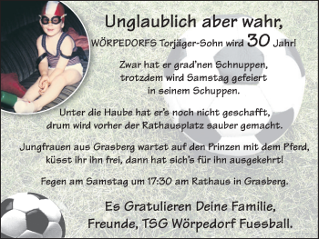 Glückwunschanzeige von 30. Geburtstag Stark von WESER-KURIER