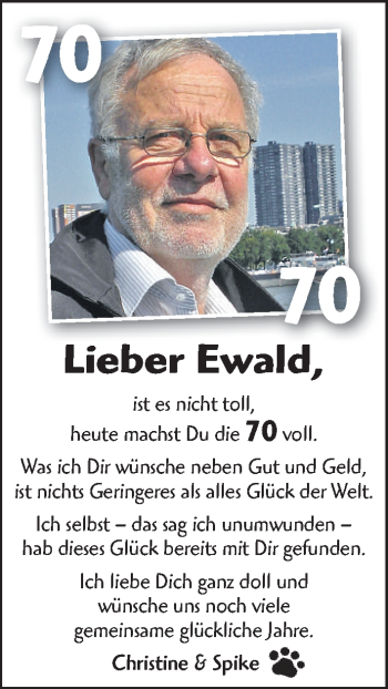 Glückwunschanzeige von Zum 70. Geburtstag  von WESER-KURIER