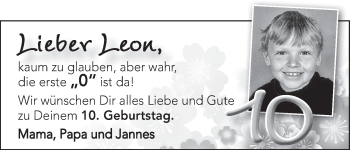Glückwunschanzeige von Leon Kreie von WESER-KURIER