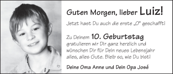 Glückwunschanzeige von Luiz  von WESER-KURIER