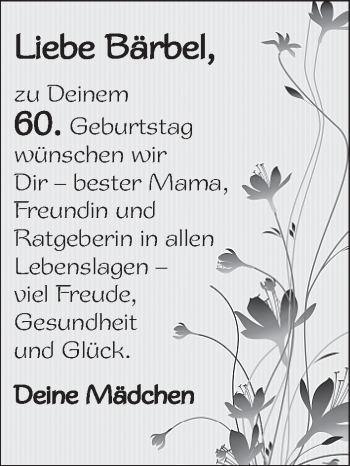 Glückwunschanzeige von Bärbel  von WESER-KURIER