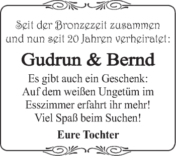 Glückwunschanzeige von Gudrun und Bernd  von WESER-KURIER