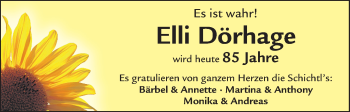 Glückwunschanzeige von Elli Dörhage von WESER-KURIER