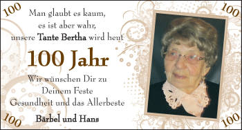 Glückwunschanzeige von Bertha  von WESER-KURIER