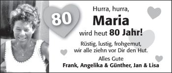 Glückwunschanzeige von Maria  von WESER-KURIER
