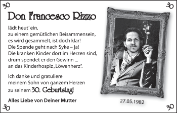 Glückwunschanzeige von Don Francesco Rizzo  von WESER-KURIER