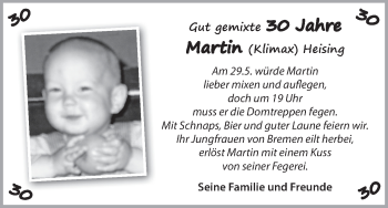 Glückwunschanzeige von Martin  von WESER-KURIER