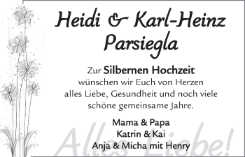 Glückwunschanzeige von Heidi und Karl-Heinz Parsiegla von WESER-KURIER