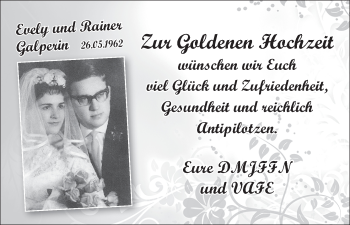 Glückwunschanzeige von Evely und Rainer Galperin von WESER-KURIER