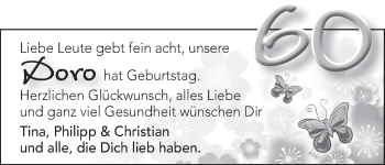 Glückwunschanzeige von Doro  von WESER-KURIER