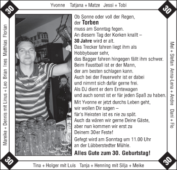 Glückwunschanzeige von Torben  von WESER-KURIER