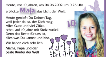 Glückwunschanzeige von Maja Lingrön von WESER-KURIER