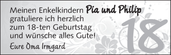 Glückwunschanzeige von Pia und Philip  von WESER-KURIER