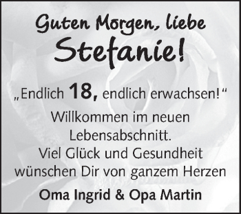 Glückwunschanzeige von Stefanie  von WESER-KURIER