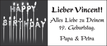 Glückwunschanzeige von Vincent Hübeler von WESER-KURIER
