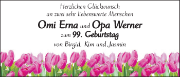 Glückwunschanzeige von Erna und Werner Bobbert von WESER-KURIER
