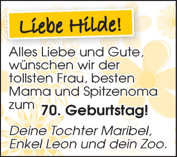 Glückwunschanzeige von Hilde  von WESER-KURIER