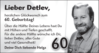 Glückwunschanzeige von Detlev Tancke von WESER-KURIER