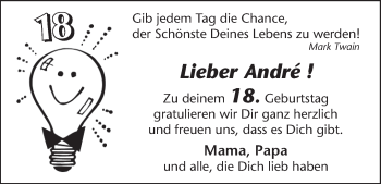 Glückwunschanzeige von André Wolfsdorf von WESER-KURIER